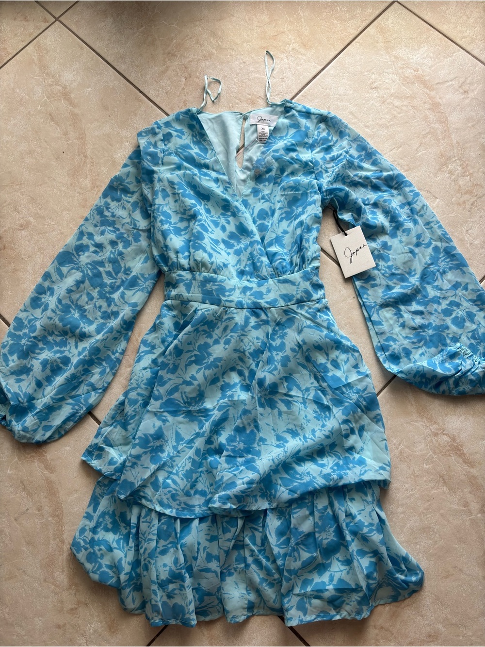 Blue Floral Wrap Kids Dress